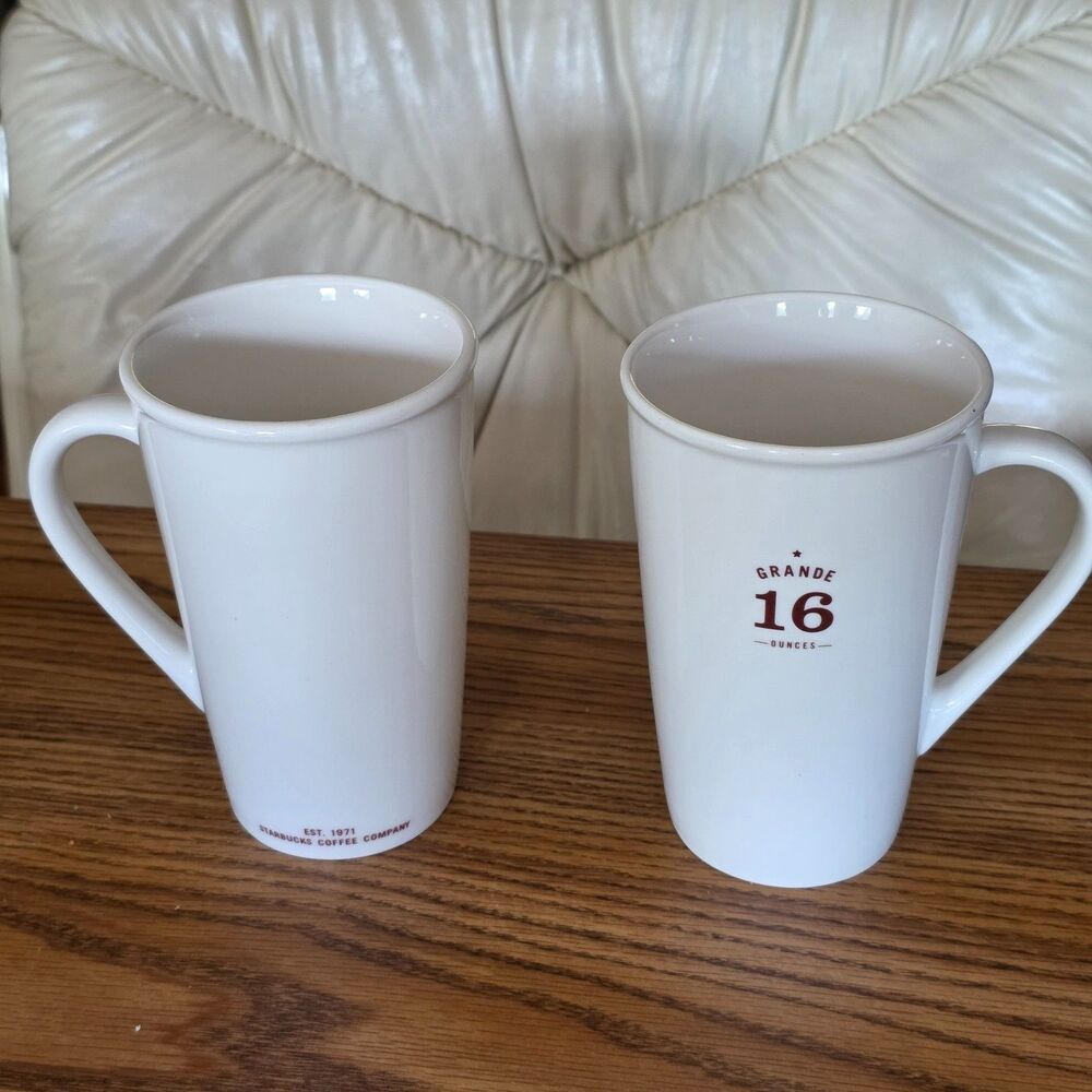New 2 Set STARBUCKS COFFEE EST 1971 Grande 16 Ounce MUG TEA CUP Coffee Mug 2010 - Picture 2 of 12